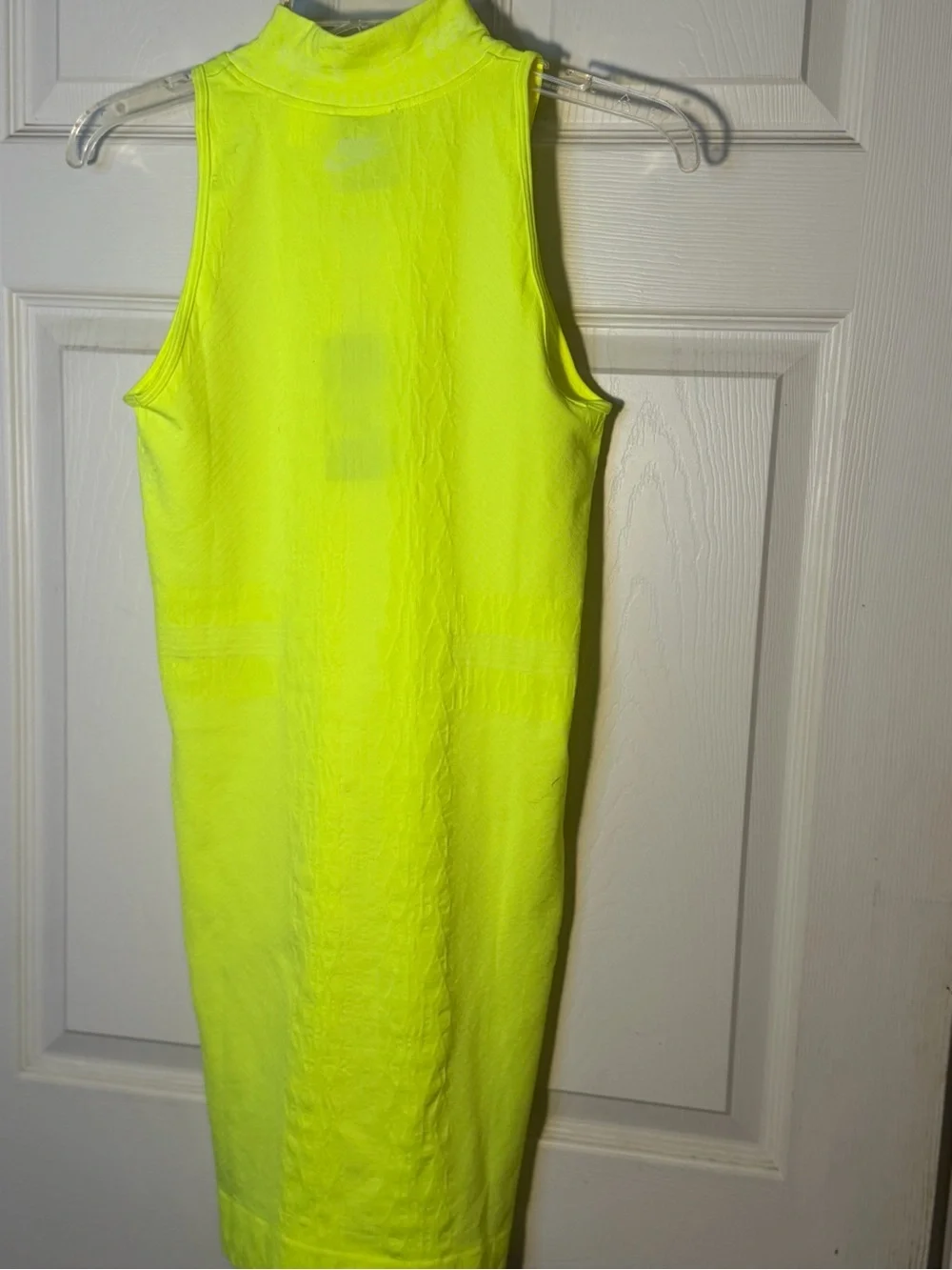 Nike Air Women’s Neon Yellow Seamless Mock Neck Bodycon Dress with Logo M - Picture 2 of 10
